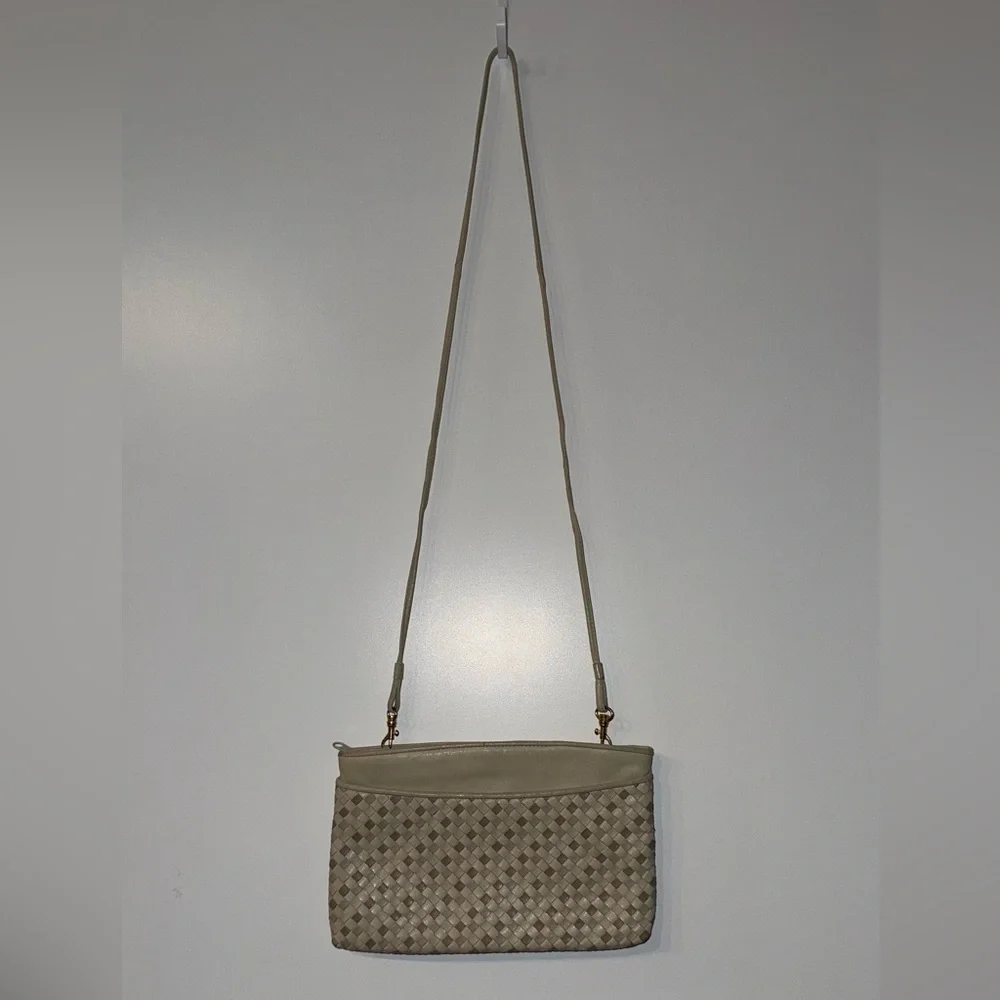 Vintage Ganson Woven Ivory Leather Crossbody - Picture 2 of 8